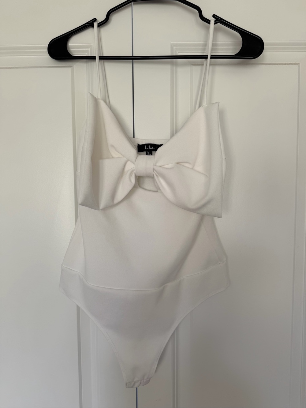 Lulu's Ivory Bow-Front Spaghetti Strap Bodysuit